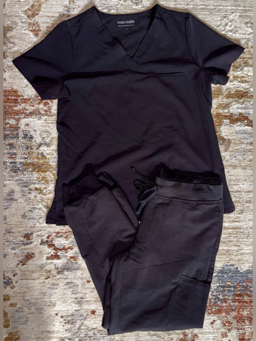 Mandala Black Scrub Set